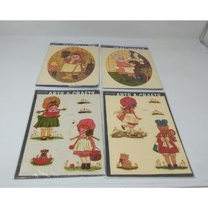 Vintage Meyercord Decal Lot 1532 Girls Watermelon Whimsical Bonnet Grandma Dress